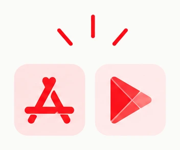 App Store and Google Play icons