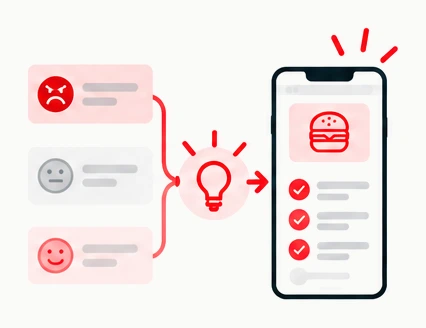 Negative, neutral, and positive feedback turned into an insight and fixes in the app