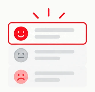 Feedback sorted by sentiment, with the top category highlighted
